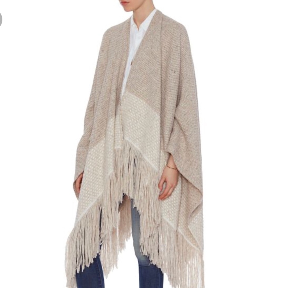 Luisa Brini Nubby Fringe Poncho Scarf